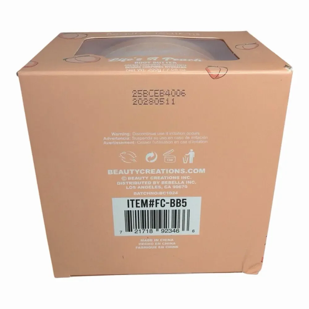 Beauty Creations Life’s A Peach Body Butter w/Shea Cocoa Butter Hyaluronic Acid